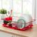 Front. Sweet Home Collection - Steel 3-Piece Large Countertop Dish Drainer with Drain Board & Utensil Holder - Red.