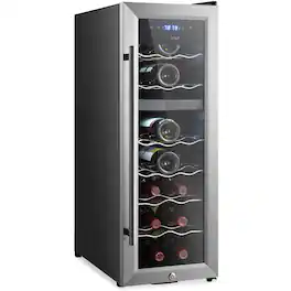 NutriChef - 18 Bottle Wine Fridge | Dual Zone Wine - White