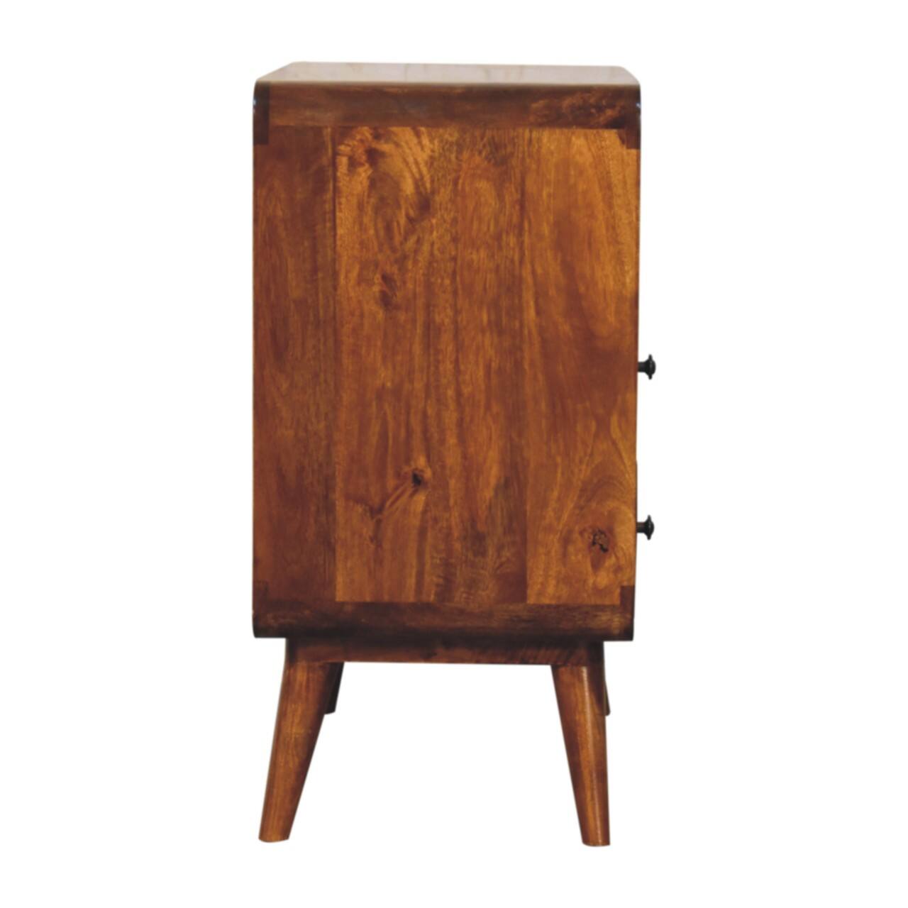 Alt View 4. Artisan Furniture - Artisan Furniture Solid Wood Curved Nordic Charm Chest, 2 Drawers & 1 Open Slot, Brown - Brown.