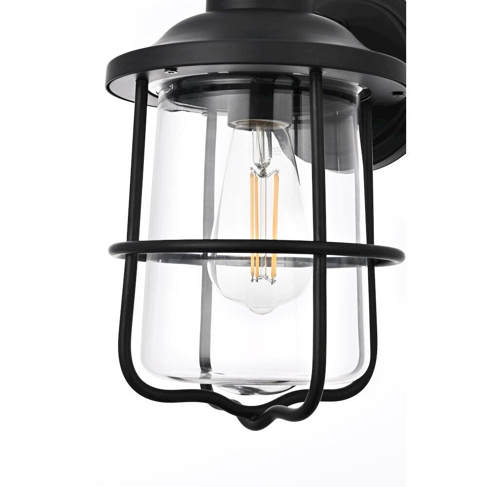 Alt View 3. Elegant Lighting - Huxley 7 Inch Outdoor Wall Sconce In Black - Black.