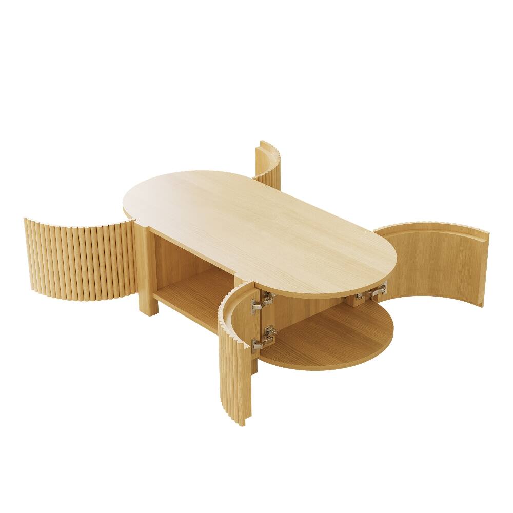 Alt View 3. Loheer - Loheer Living Room Table Set of 3 Solid Wood Coffee Table Natural - Natural.