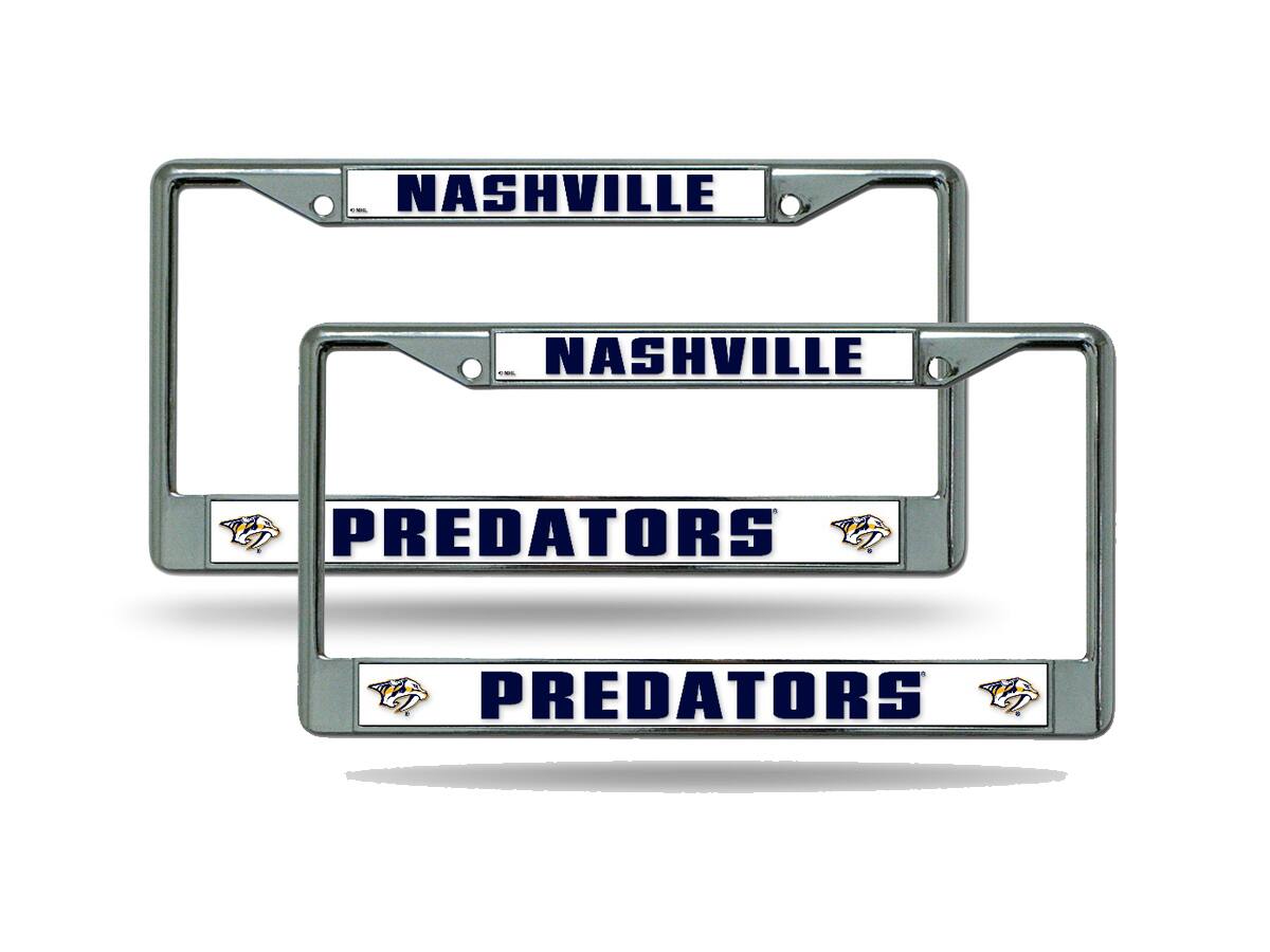 Nashville Predators Hockey Chrome Metal License Plate Frame - Set of 2 Frames
