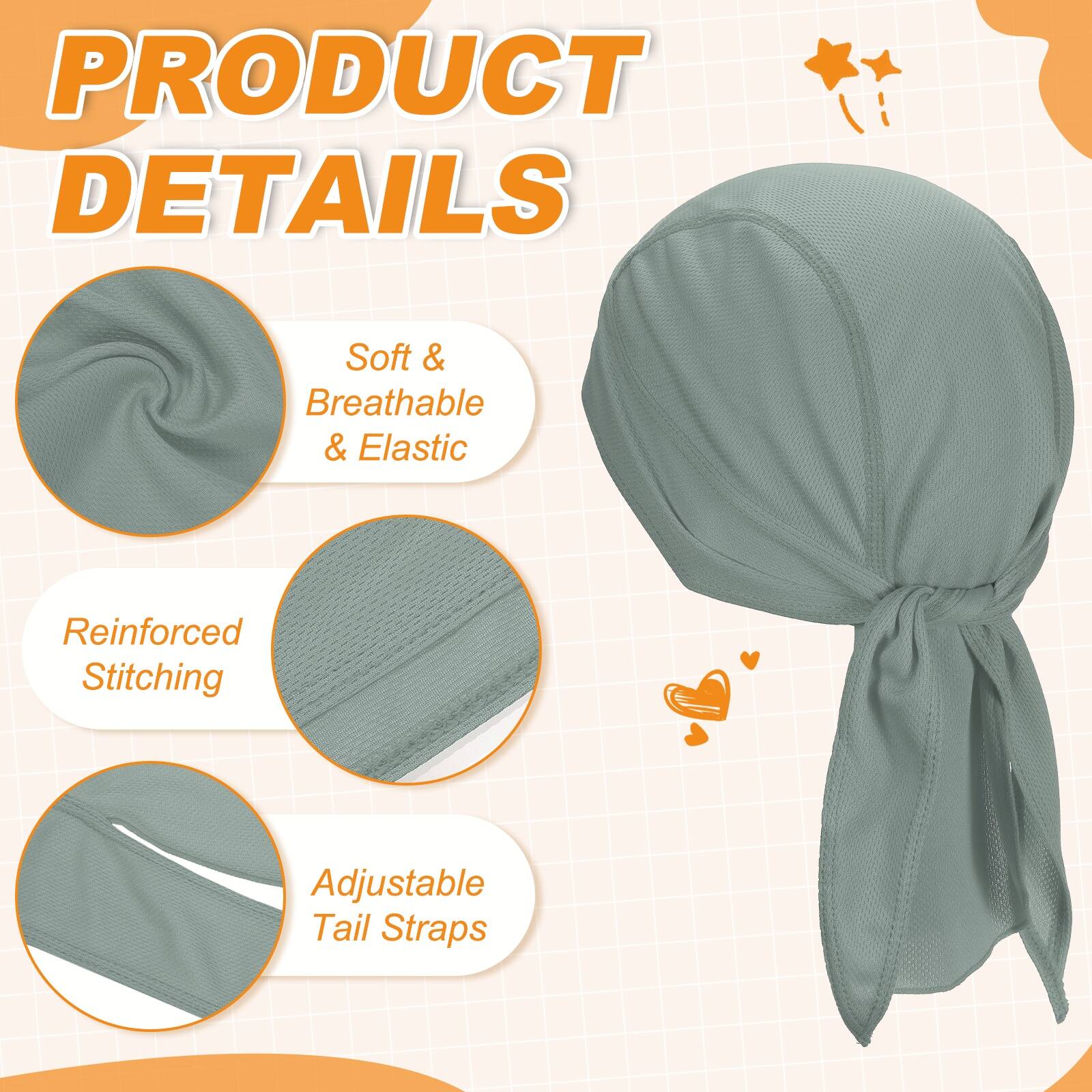 PRODUCT DETAILS

- Soft & Breathable & Elastic
- Reinforced Stitching
- Adjustable Tail Straps