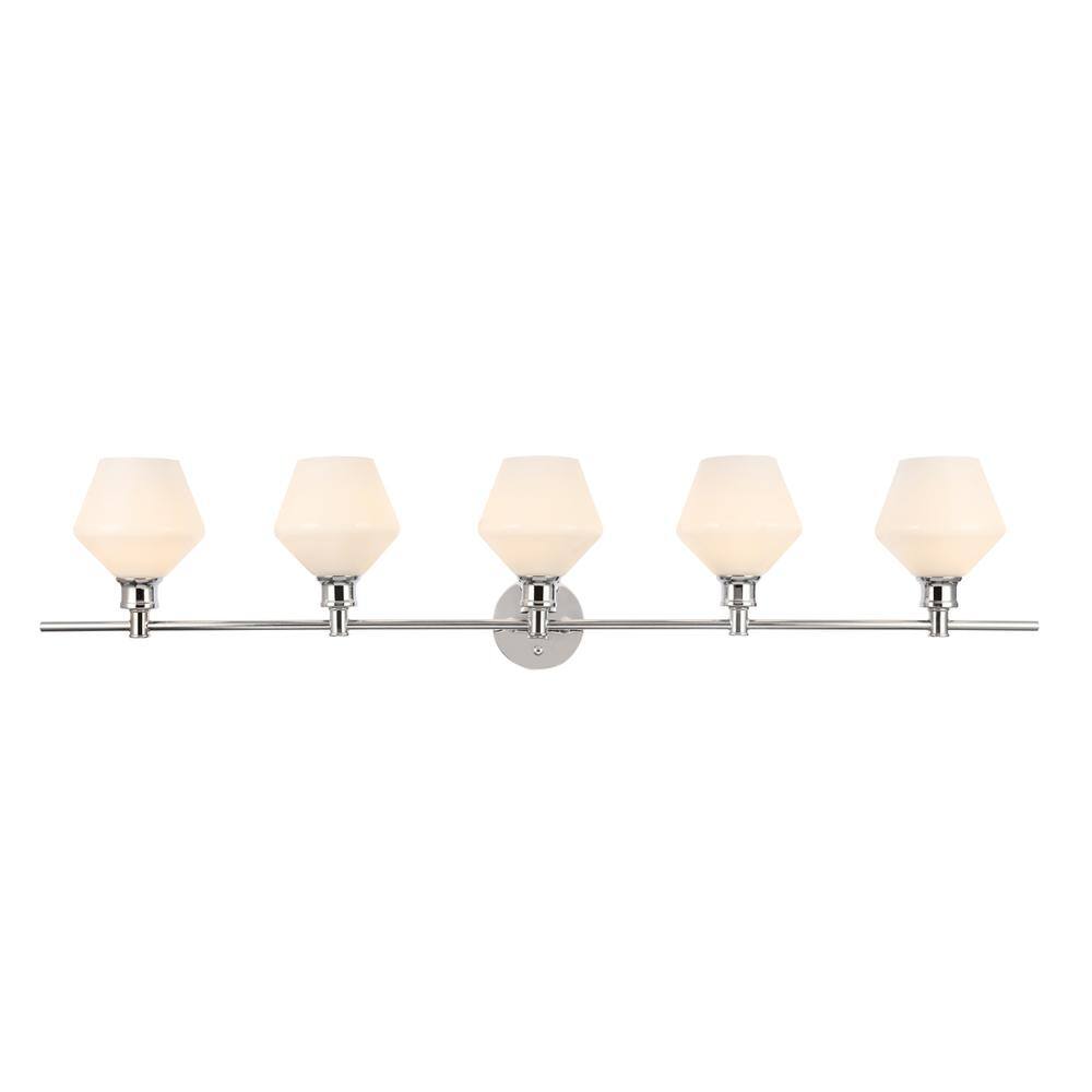 Alt View 10. Living District - Gene 5 light Chrome and Frosted white glass Wall sconce - Chrome And Frosted White Glass.