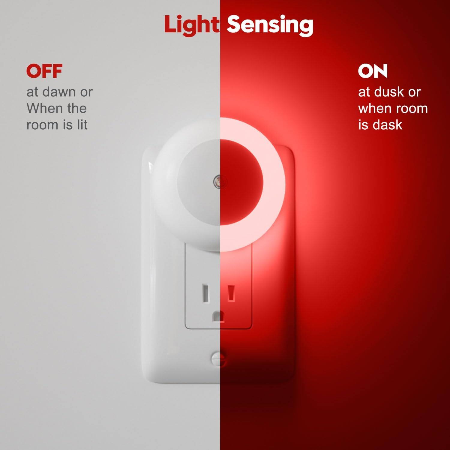 Light Sensing

OFF  
at dawn or  
When the  
room is lit

ON  
at dusk or  
when room  
is dark