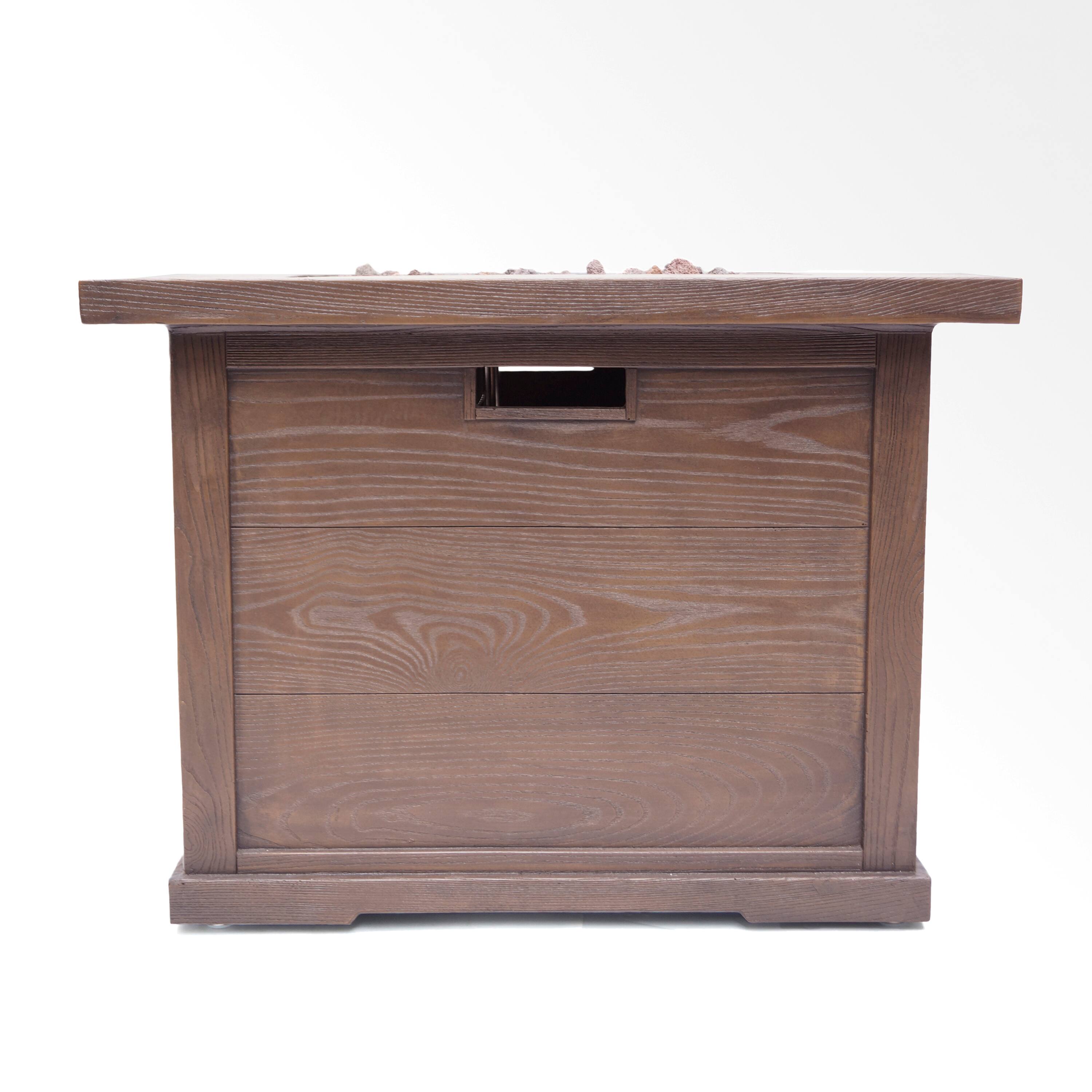 Alt View 7. APRILSOUL - Outdoor Patio 24 inch H x 32 inch W Square Gas Burning MgO Fire Pit Tank Inside Brown Wood Pattern 40000 BTU - Brown.