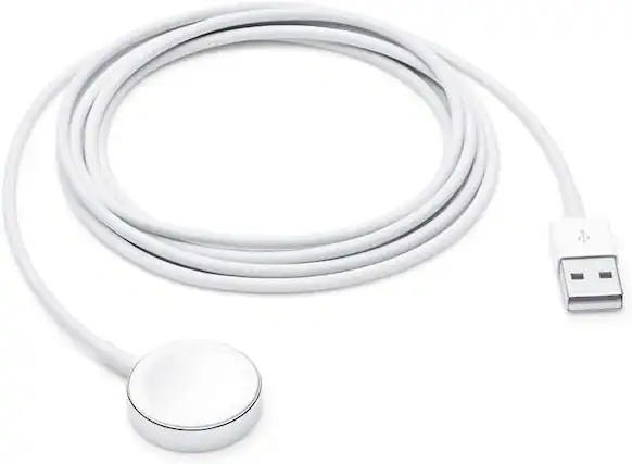 Front. Apple - Apple Watch Magnetic charger to USB cable 2m - MU9H2AM/A I Color: White.