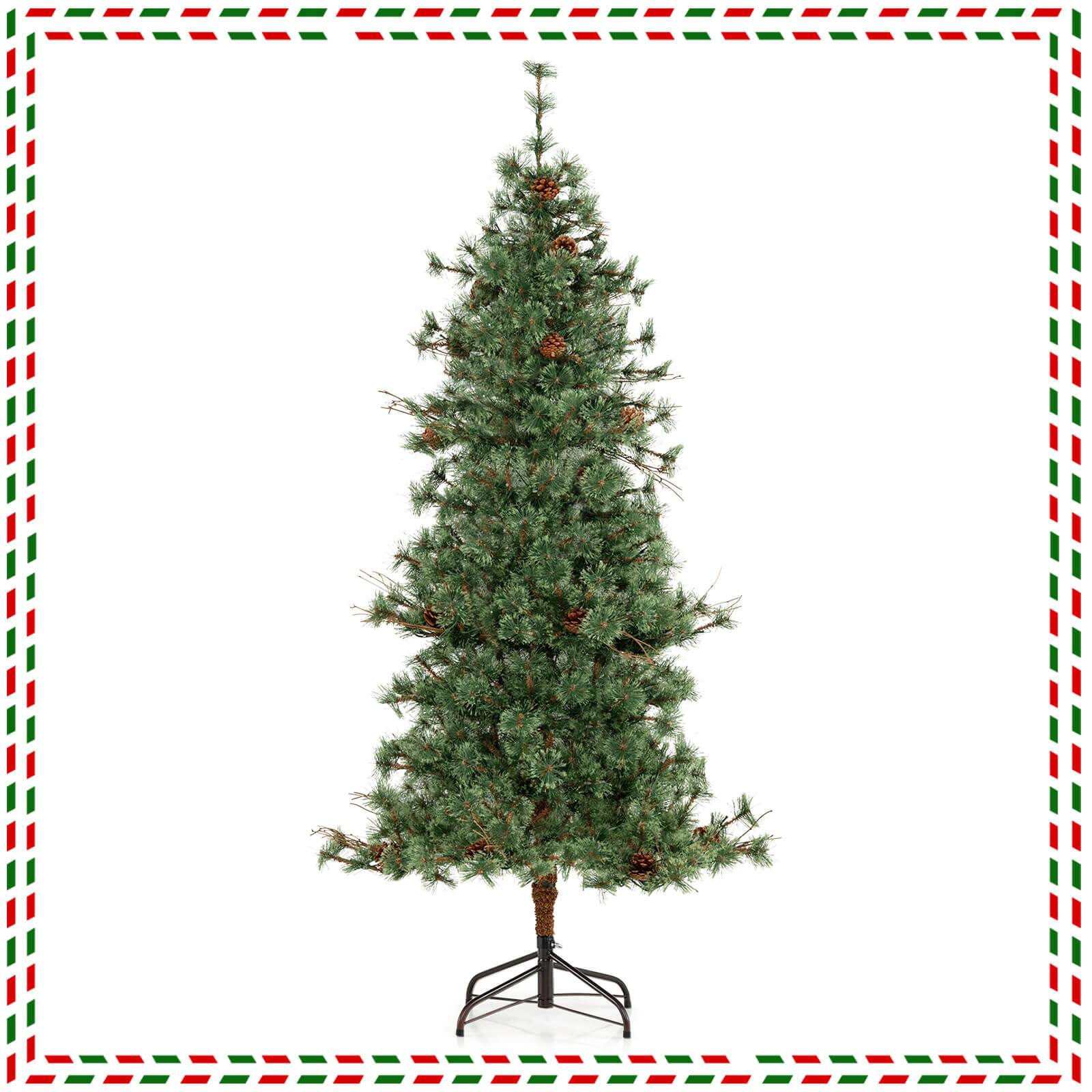 Alt View 9. Costway - Costway 6 FT Artificial Christmas Tree with 370 Branch & Needles 22 Pinecones & 200 Lights - Green.