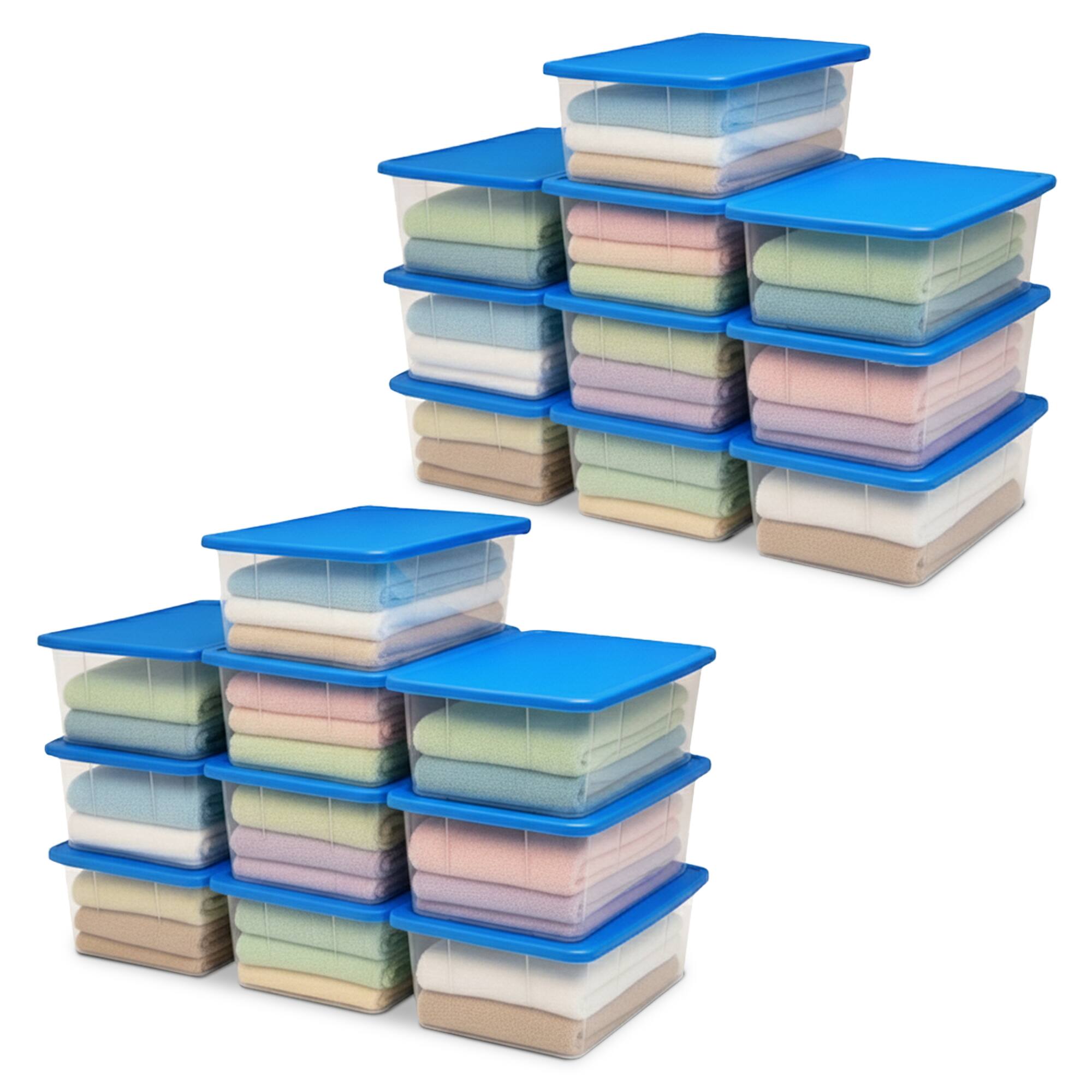 Front. Homz - Homz Snaplock 6 Qt Stackable Plastic Storage Container w/Lid, Blue (20 Pack).