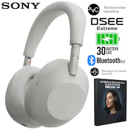 Sony - Best Noise Canceling Headphones, Platinum Silver w/ Deco Master Guide Bundle