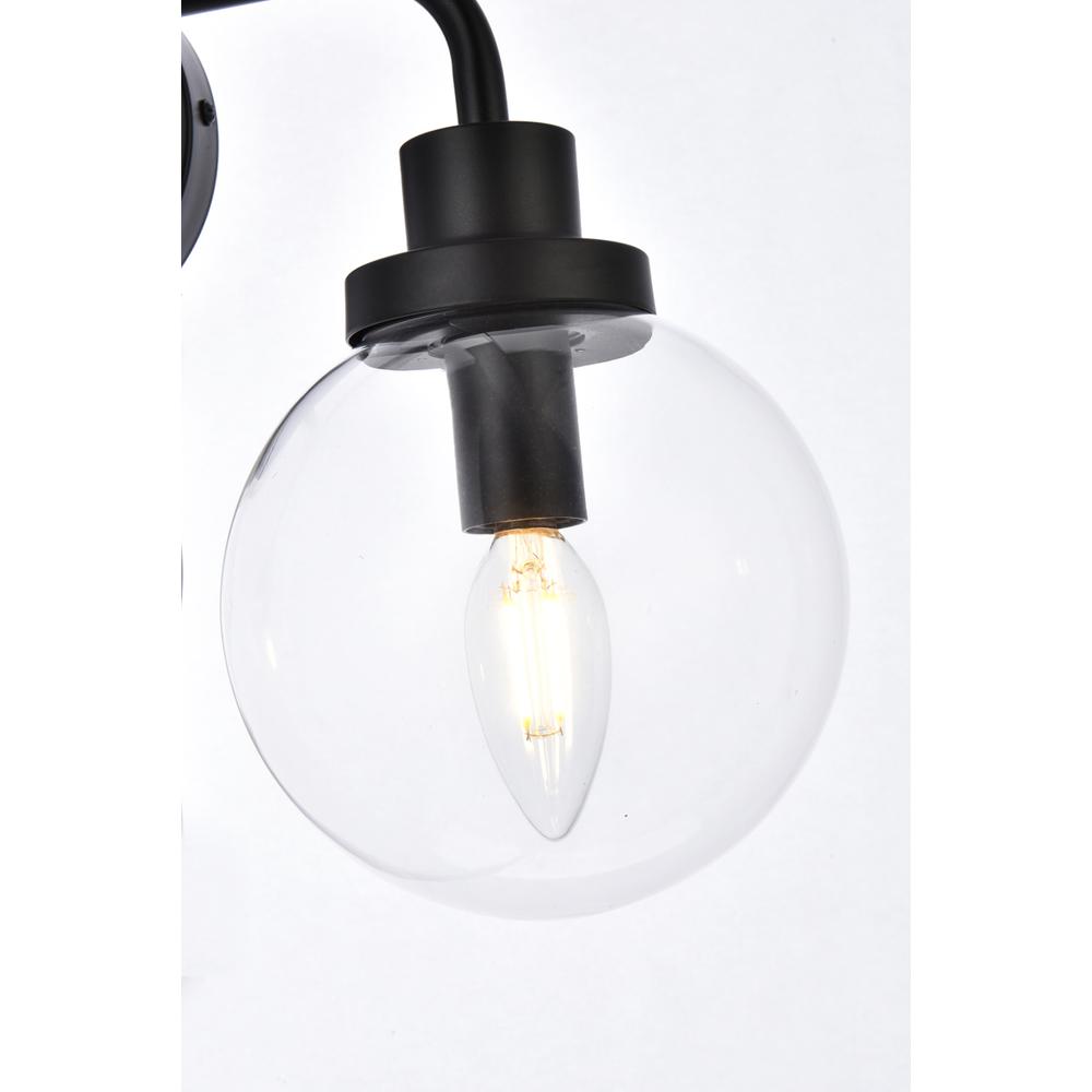 Alt View 1. Living District - Hanson 3 lights bath sconce in black with clear shade - Black And Clear Shade.