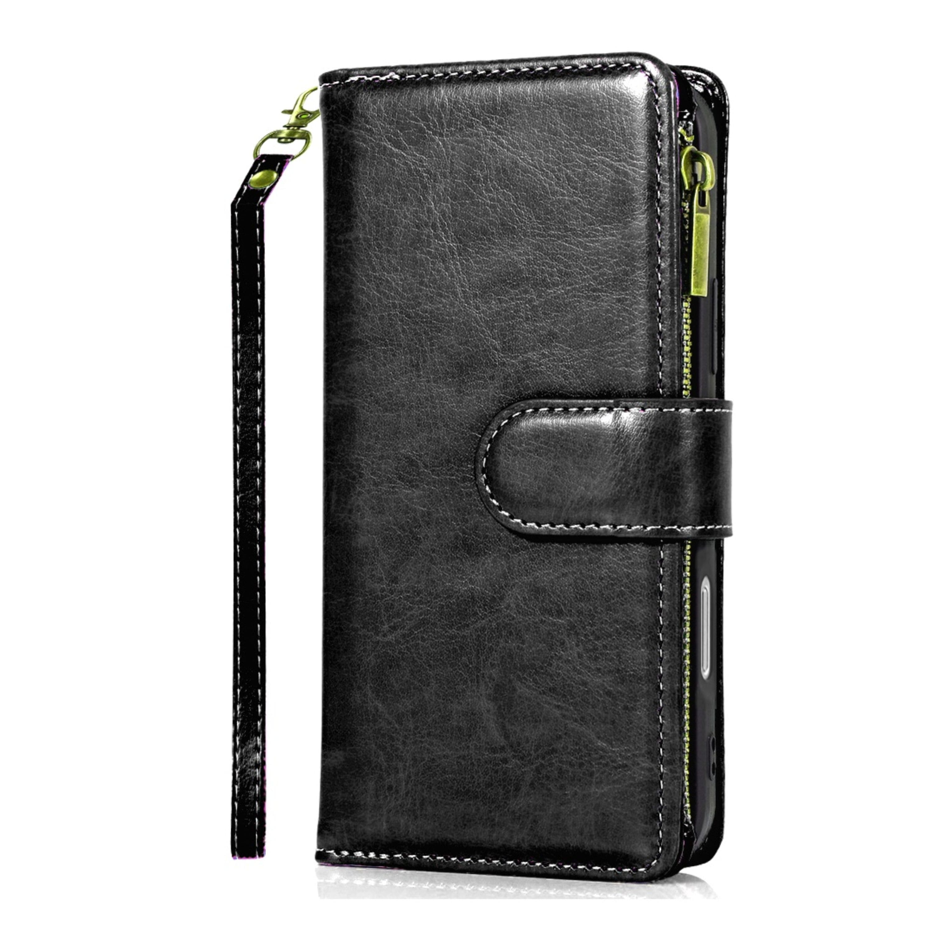 Kitcheniva - PU Leather Phone Wallet Zipper With Tempered Glass For iPhone 16 Pro Max - Black price history on PriceWatchPro