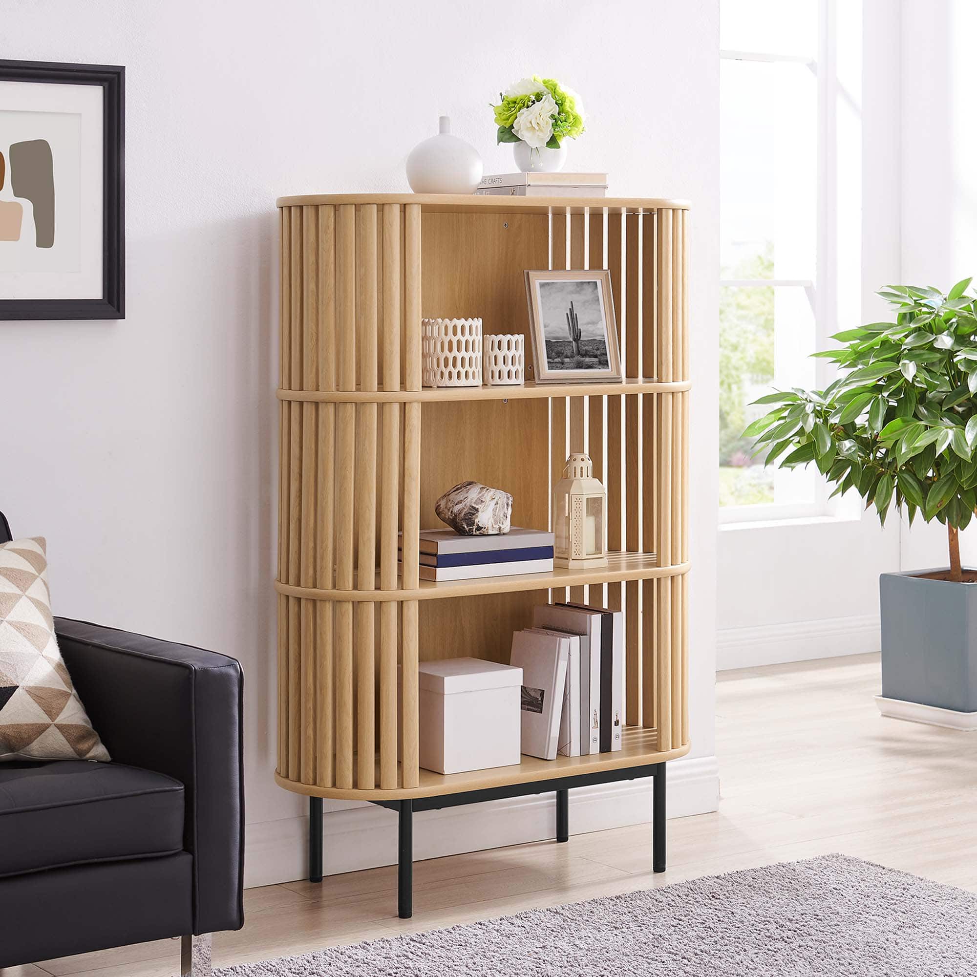 Fortitude Three Tier Display Cabinet by Modway - Oak