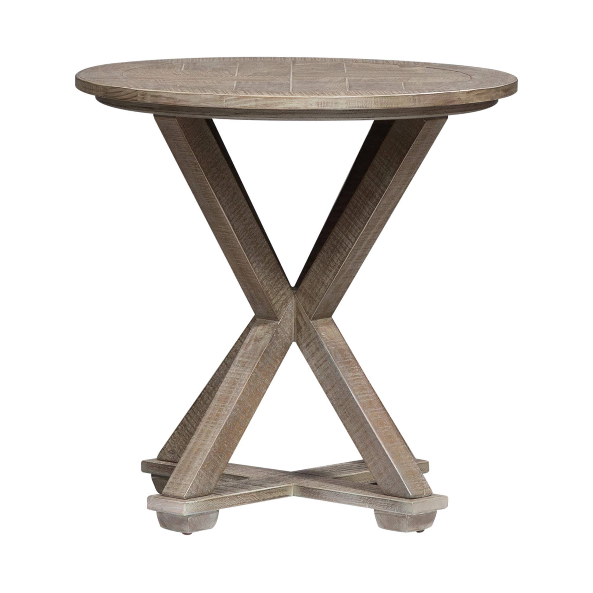 Back. Liberty Furniture Industries - Parkland Falls Round End Table in Weathered Taupe - Brown.