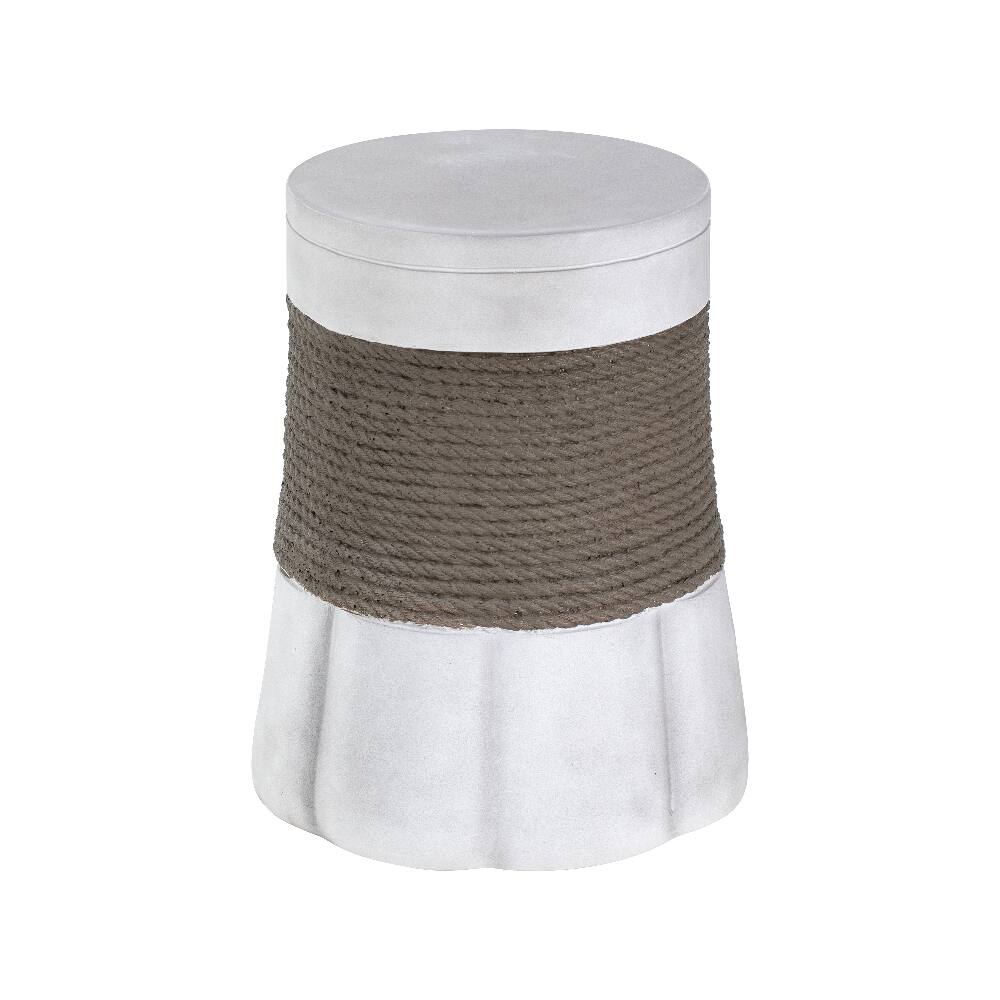 Alt View 7. Loheer - Loheer MGO Side Table Outdoor End Table Retro Woven Rope Fan-Base Accent Table Light Gray Brown - Light Gray, Brown.