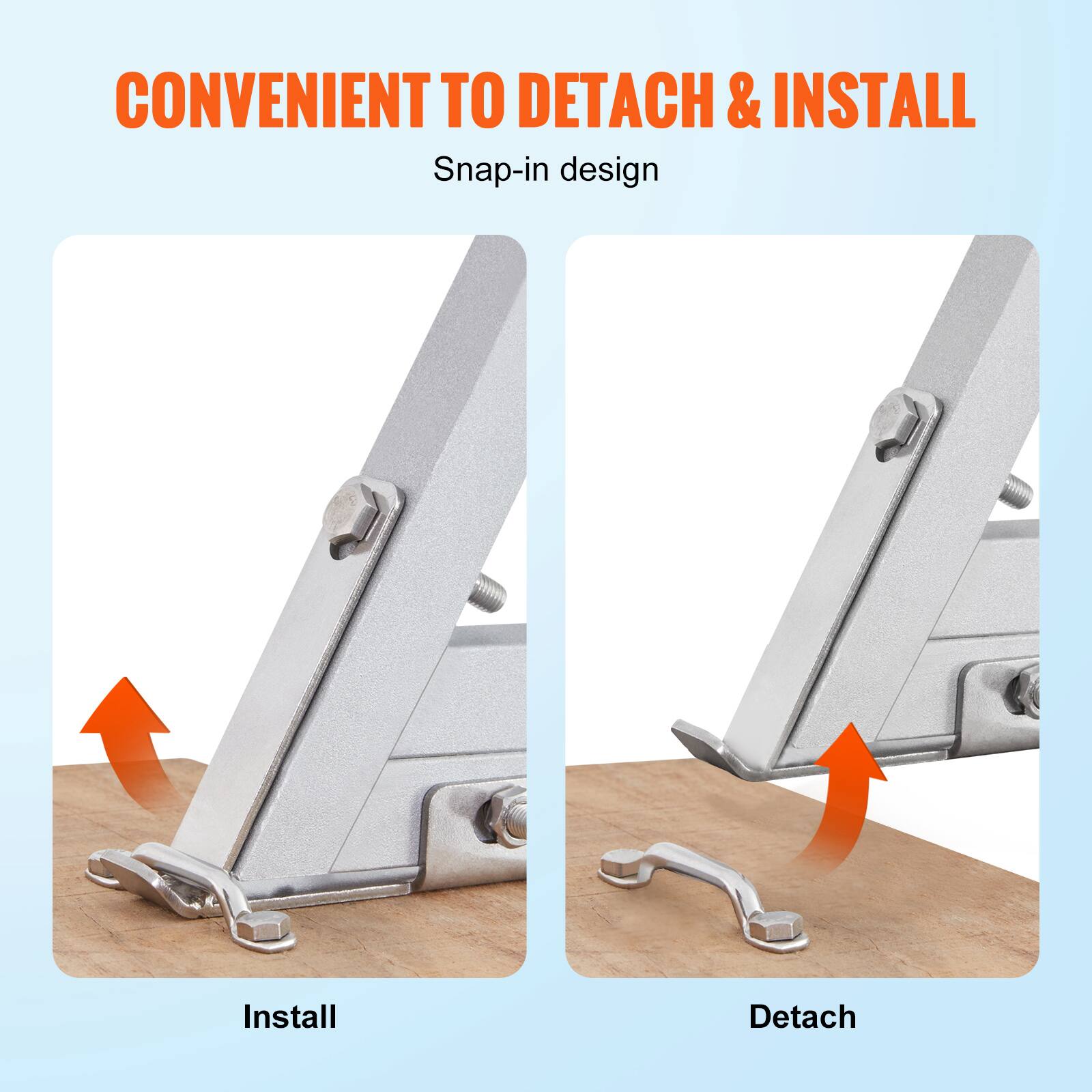 CONVENIENT TO DETACH & INSTALL  
Snap-in design  
Install  
Detach