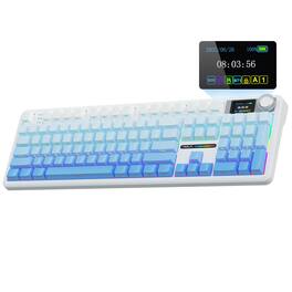 COTTAGE - F108 Pro Mechanical With Screen knob Hot Swappable Gaming 8000mah Pre lubed Switches Backlit Pbt Keycap - Gradient Blue