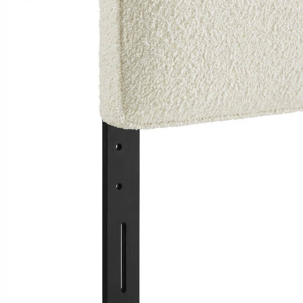 Alt View 1. FurniFact - Boucle Fabric Queen Headboard in Neutral Tone, Plush Upholstery, Sturdy Frame - Beige.