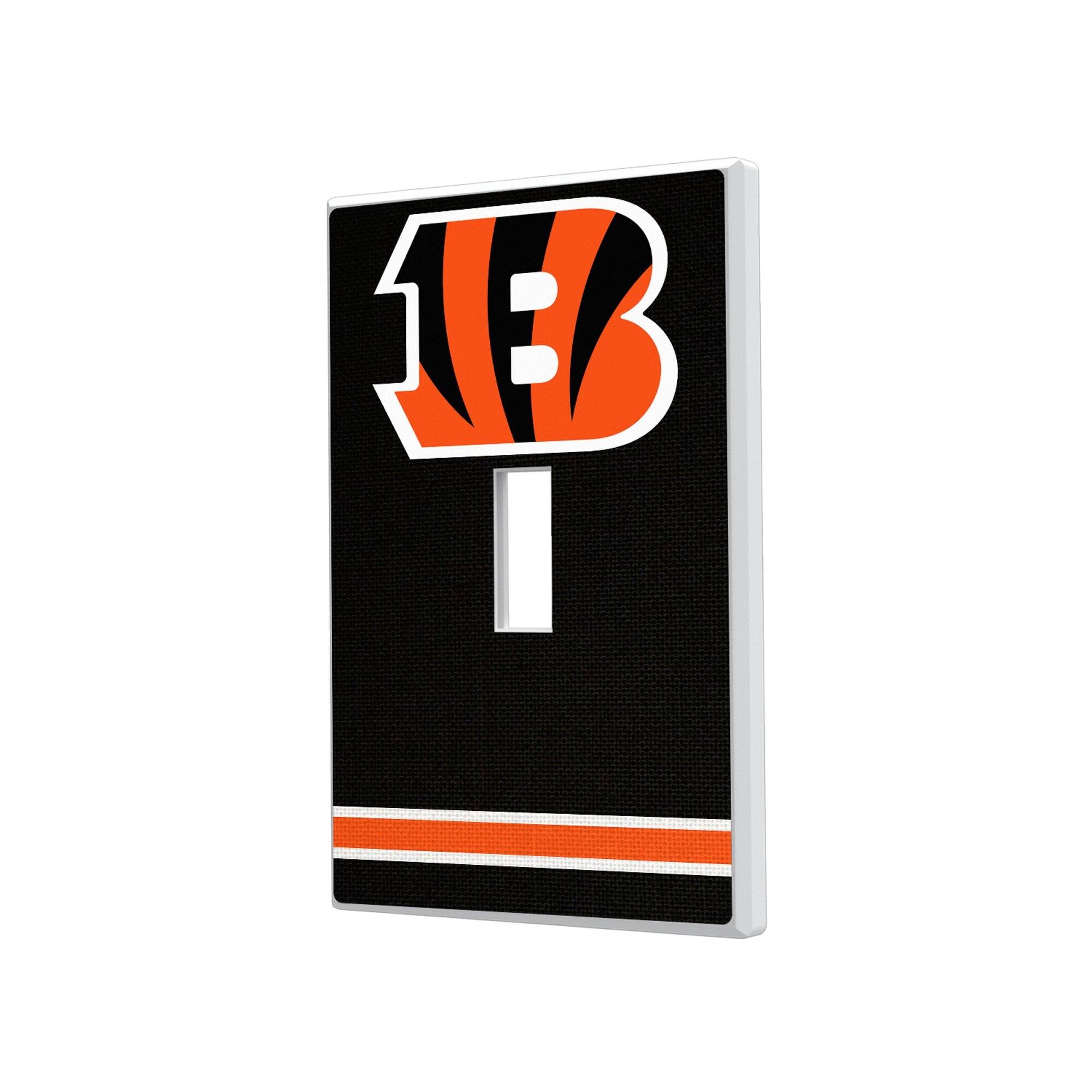 Front. Keyscaper - Cincinnati Bengals Stripe Single Toggle Light Switch Plate - Multicolor.