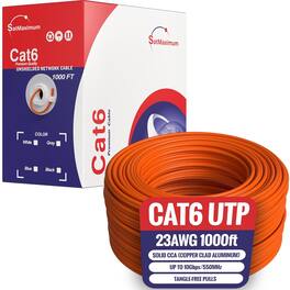 Cables Direct Online - CAT6 Cable 1000ft Pull Box Solid Ethernet LAN UTP Cable 23AWG 550Mhz Network CCA Copper Clad Aluminum Wire Bulk Orange