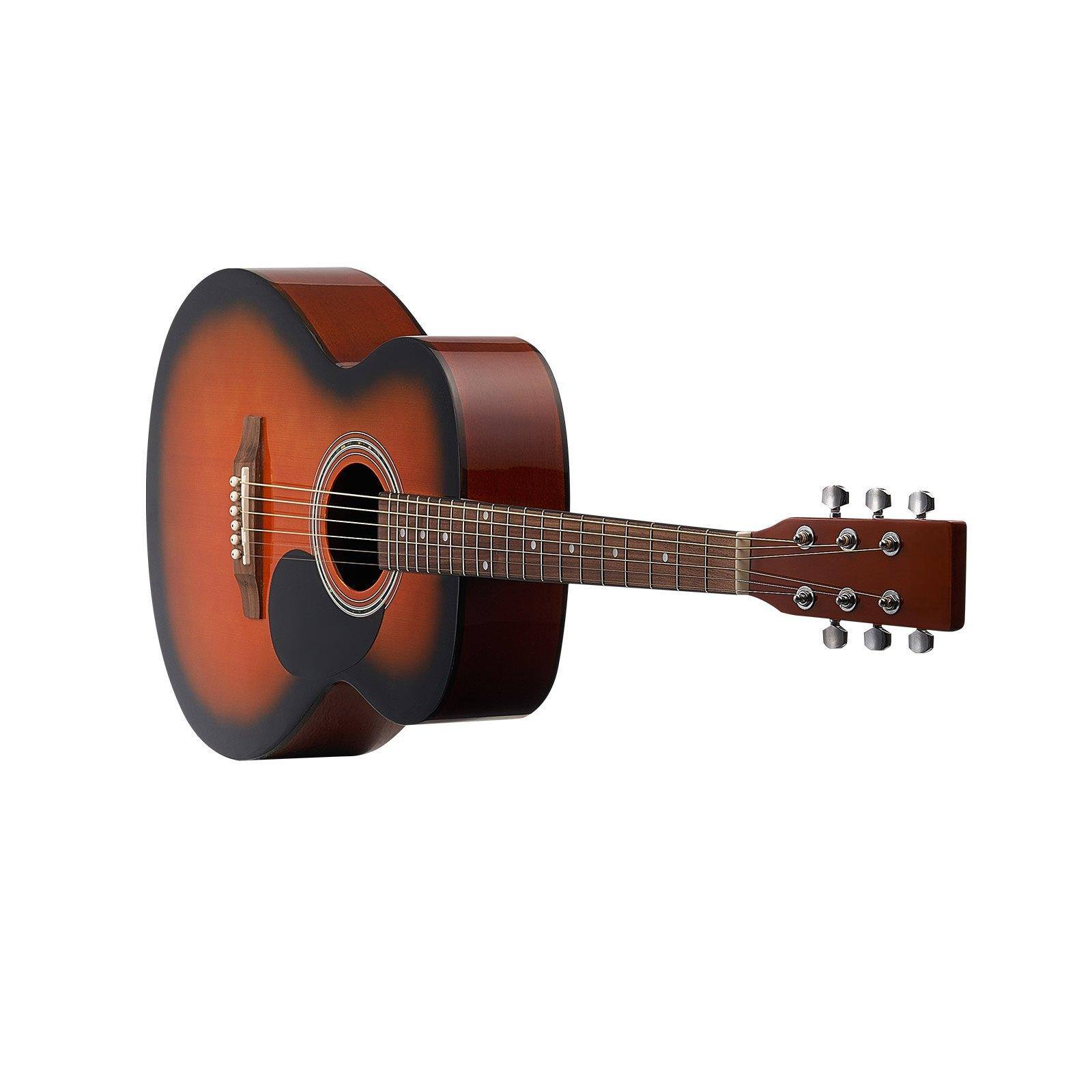 Alt View 10. Glintex - 40" Dreadnought Acoustic Guitar, Solid Top, 6-String, Beginner Kit with Gig Bag, Tuner, Capo, Strap, Picks, Fingerboard - Sunburst.