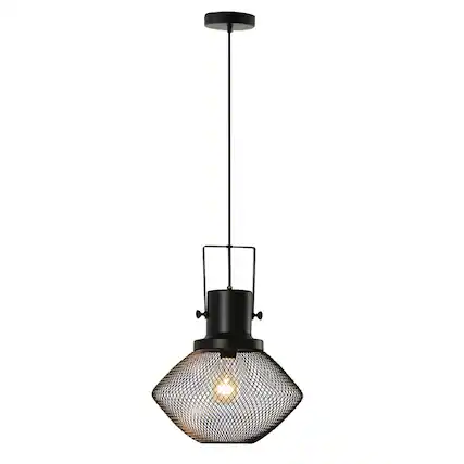 Front. Homcom - Pendant Light Fixtures with Adjustable Hanging Chain - Black.
