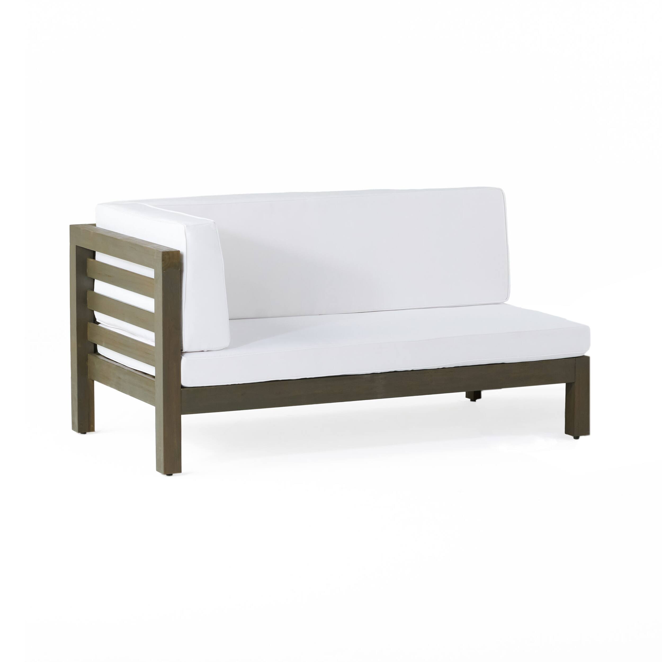 Alt View 1. Siljoy - OANA OUTDOOR WOODEN SECTIONAL SET WITH CUSHIONS, WHITE - White.