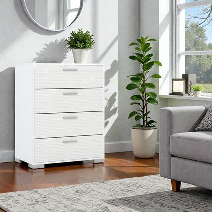 Front. Hivvago - Sturdy 4-Drawer Cabinet with Handles and Anti-Tipping Design - White.