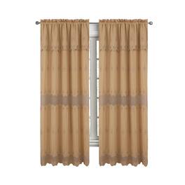 RT Designers Collection - Donna Macrame Construction 3" Rod Pocket Curtain Panel 54" x 90" Gold - Gold/gold
