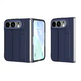 Dteck - Rugged Case for Apple iPhone Duo 2026 Built-in Screen Protector Shockproof Wristband Foldable Kickstand Cover - Blue