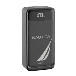 Nautica - Power Bank 30000mAh Portable Charger 22.5W Fast Charging USB C PD Battery Pack for iPhone Samsung Android - Black