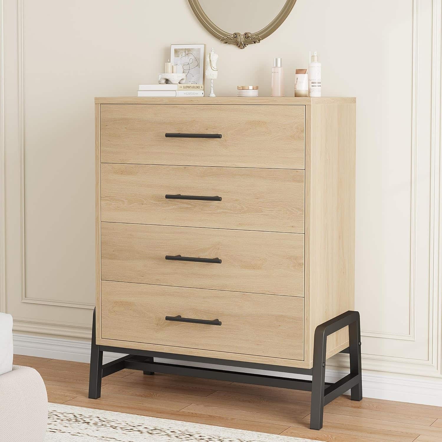 GARVEE - 38.6" Tall 4-Drawer Freestanding Dresser, Wooden Storage Chest for Bedroom, Entryway & Living Room, Natural Oak - ‎Natural Oak