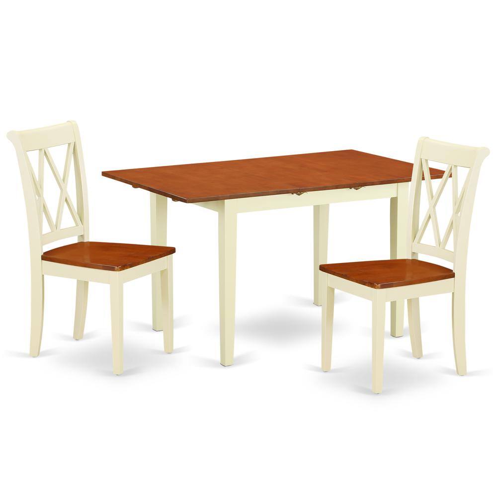 Front. East West Furniture - Dining Room Set Buttermilk & Cherry - Brown.