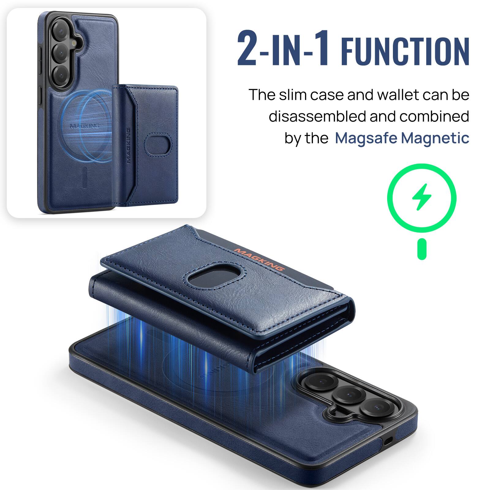 MAGKING  
2-IN-1 FUNCTION  
The slim case and wallet can be disassembled and combined by the Magsafe Magnetic