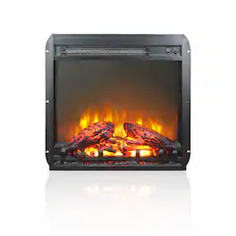 Boyel Living - 19.2 in. Insert Freestanding Metal Electric Fireplace with Automatic Shut off and Realistic Flame - Black