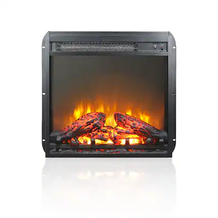 Front. Boyel Living - 19.2 in. Insert Freestanding Metal Electric Fireplace with Automatic Shut off and Realistic Flame - Black.