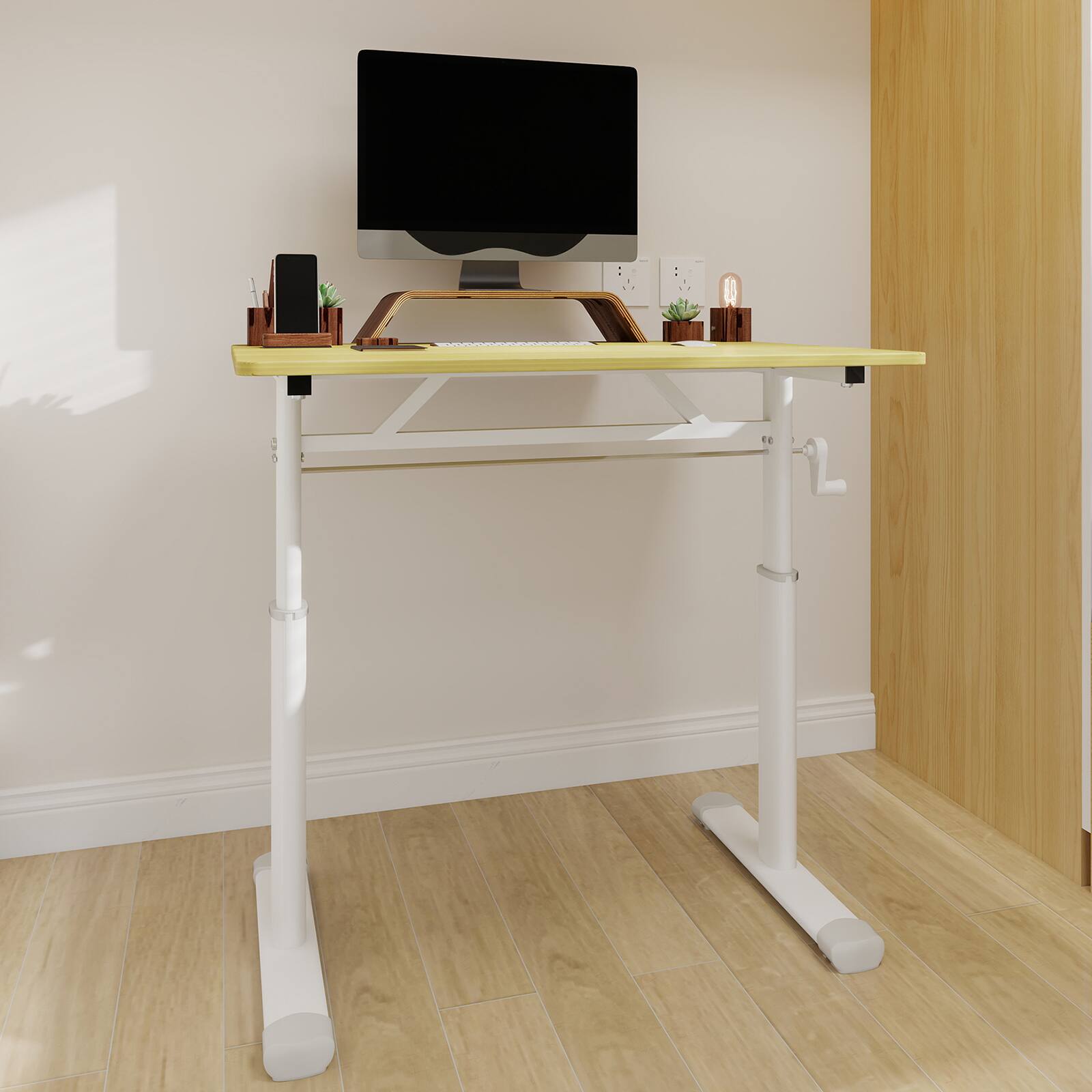 Alt View 5. GOODSILO - 31.5" Adjustable Height Desk - Ergonomic Sit Stand Table for Home Office & Study - Wood.