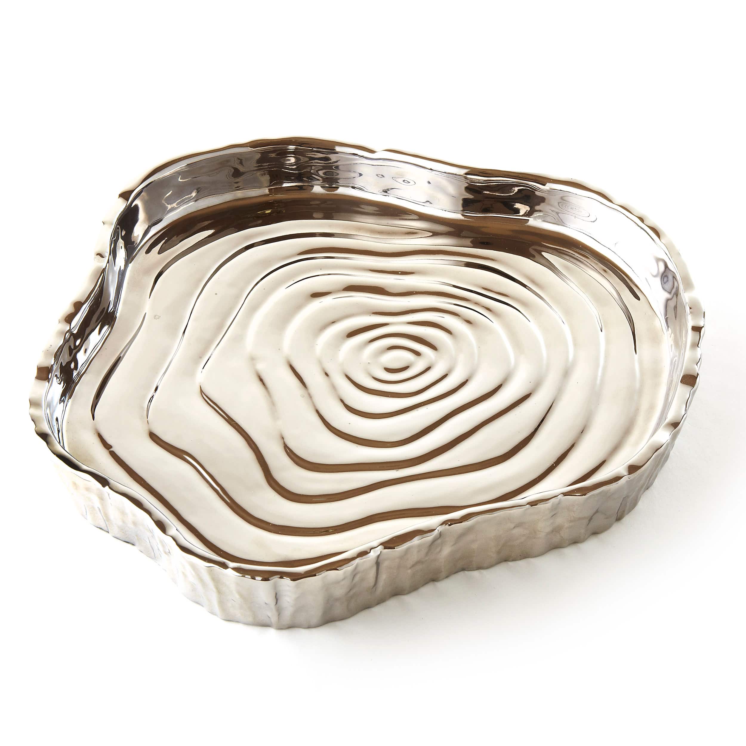"Jiallo - Botanic Collection Titanium Porcelain tree bark tray 8.75 x 8"" Silver - Color: silver" price history on PriceWatchPro