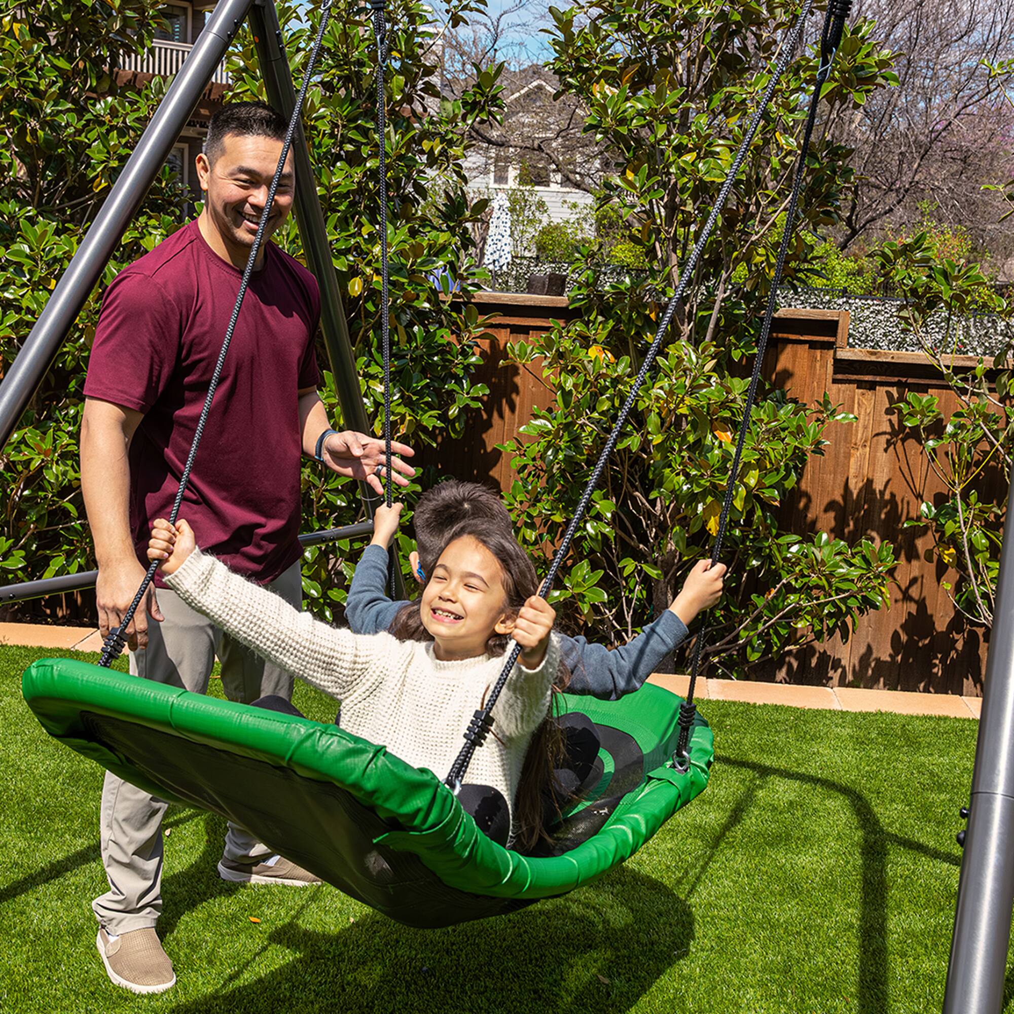 Alt View 6. gobaplay - gobaplay Boat Swing, 53" x 25" Platform Saucer, (Swingset Frame Not Included) - Green.
