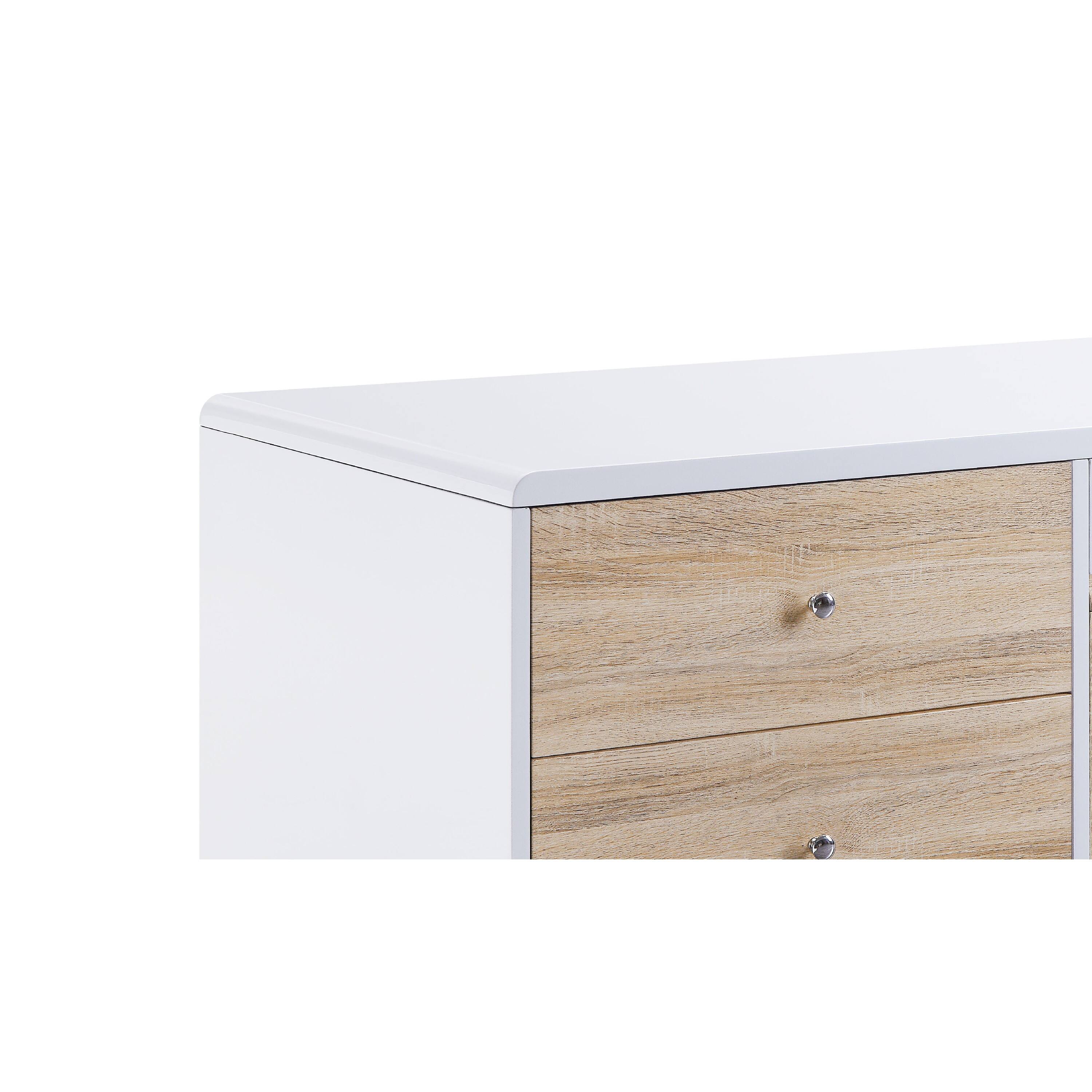 Alt View 2. Manhattan Lane - 2 Drawer Contemporary Coffee Table with Pull Out Table - White, Brown.