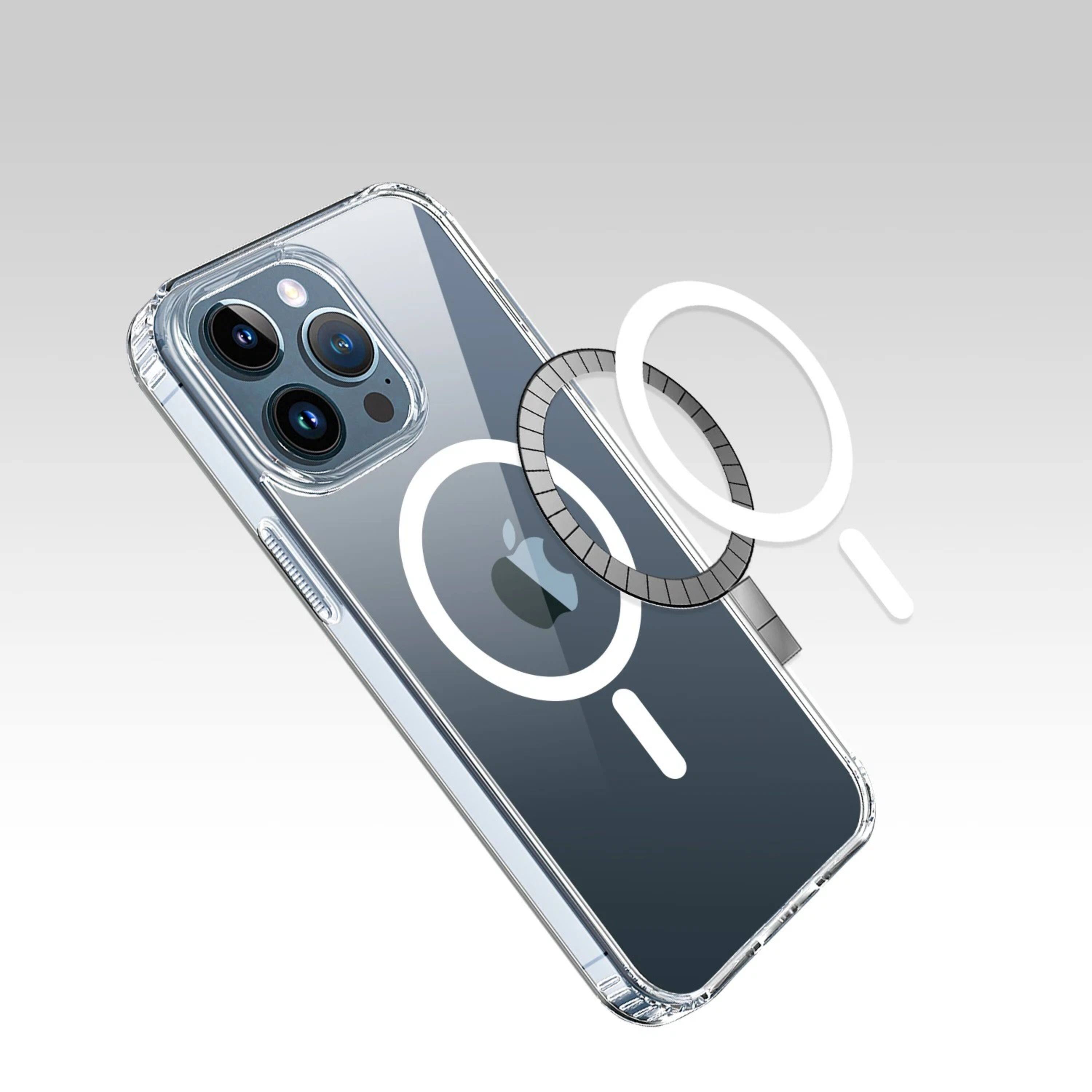 Back. Kitcheniva - Transparent Phone Case Magnetic Circle With 2 Pcs Screen Protectors For iPhone 15 Pro Max - Clear.
