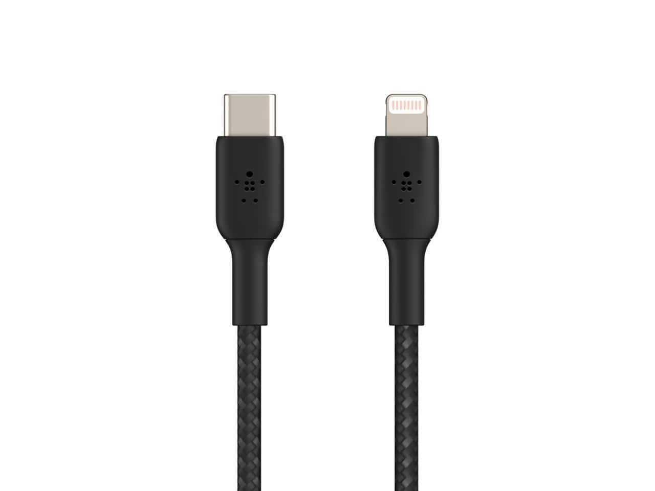 Belkin - CAA004bt1MBK BOOST CHARGE Black Braided USB-C to Lightning Cable 3.28 ft. (1 m)