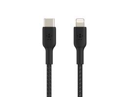 Belkin - CAA004bt1MBK BOOST CHARGE Black Braided USB-C to Lightning Cable 3.28 ft. (1 m)