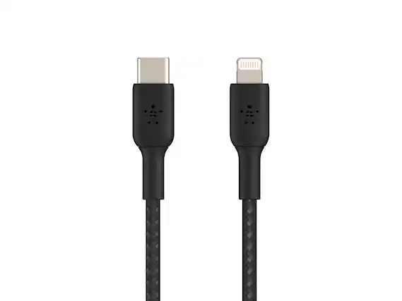 Front. Belkin - BELKIN CAA004bt1MBK BOOST CHARGE Black Braided USB-C to Lightning Cable 3.28 ft. (1 m).