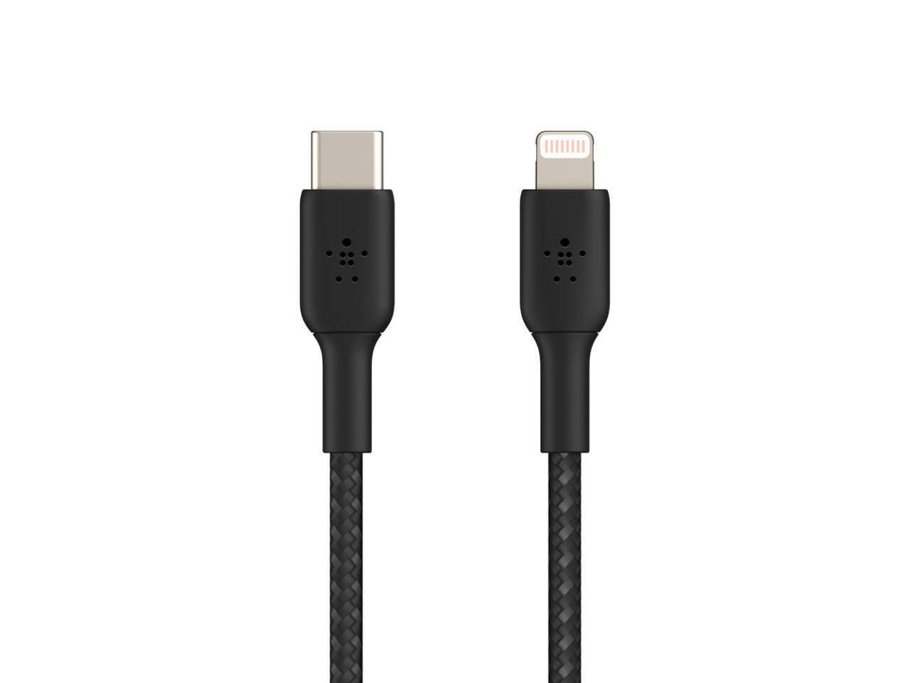 Front. Belkin - BELKIN CAA004bt1MBK BOOST CHARGE Black Braided USB-C to Lightning Cable 3.28 ft. (1 m).