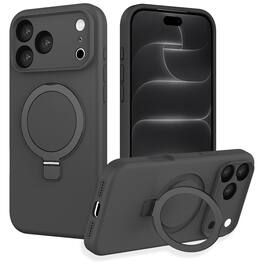 UUCOVER - Liquid Silicone Invisible Magnetic Ring Stand Case for Apple iPhone 18 Pro Max Shockproof Compatible with MagSafe Cover - Black