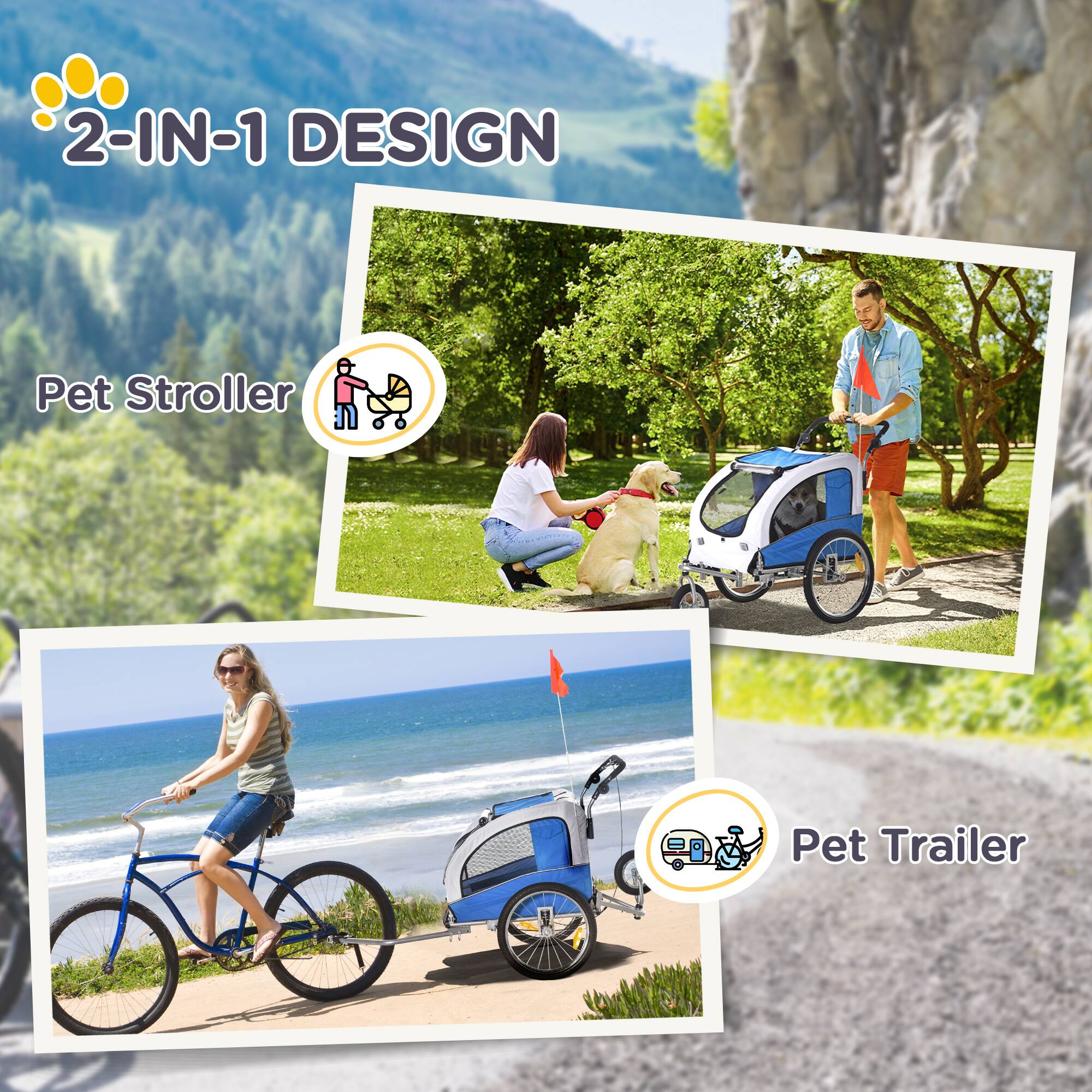 2-IN-1 DESIGN

Pet Stroller

Pet Trailer