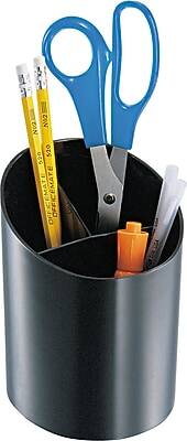 Officemate - Recycled 3-Compartment Plastic Pen Cup - Black