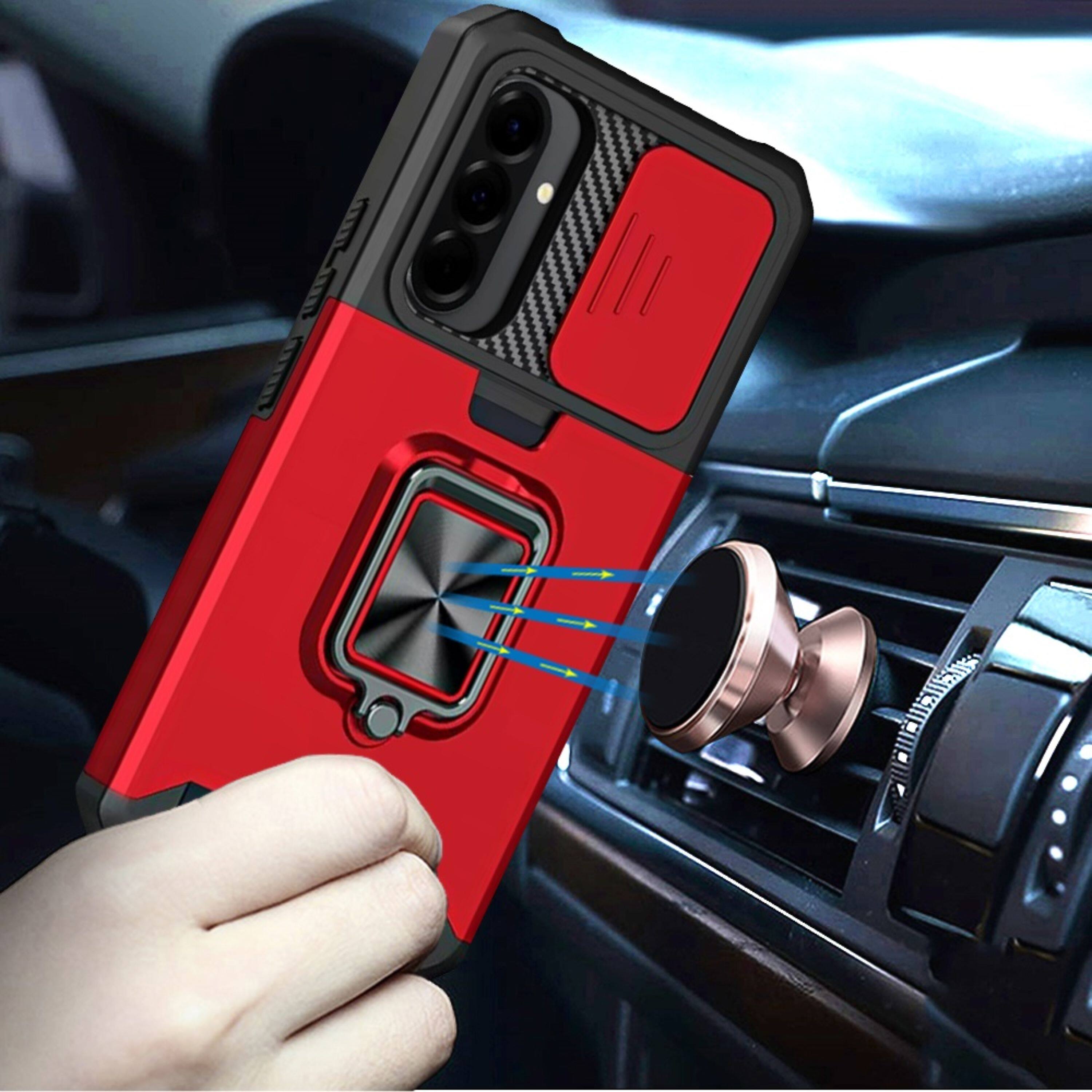 Left. Kitcheniva - Multi-Use Card Holder Camera Lens Cover Phone Case With Tempered Glass For Samsung Galaxy A57 5G Blue - Blue.