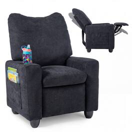 Costway - Kids Recliner with Adjustable Backrest Footrest Cup Holder Side Pockets for Ages 3+ - Black